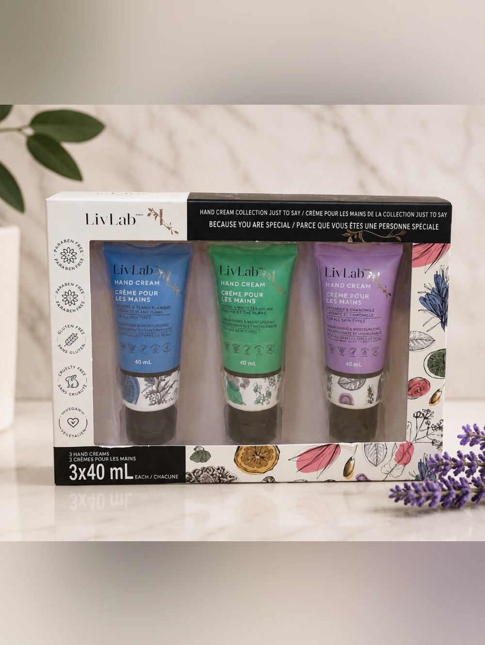 LivLab Hand Cream Collection Gift Set | New in Box | 3 x 40 mL | Vegan & Cruelty